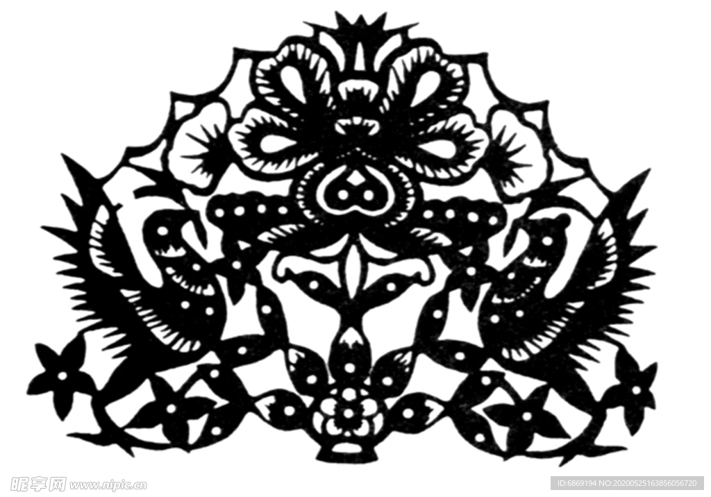 鳥花剪紙