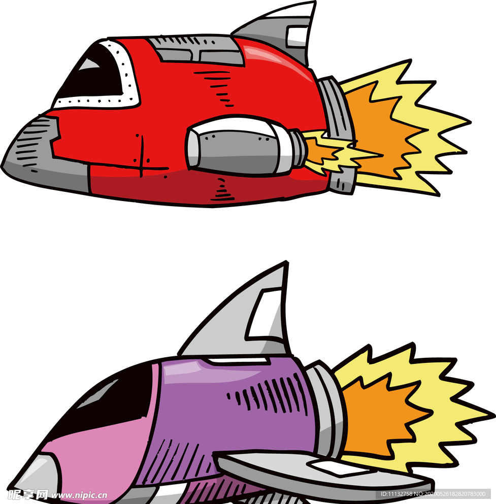 卡通飞机飞船宇宙航天科技火箭
