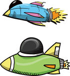 卡通宇宙飞船儿童火箭手绘插画
