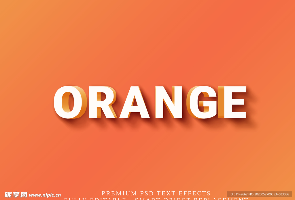 字体样式 橙底白字阴影效果
