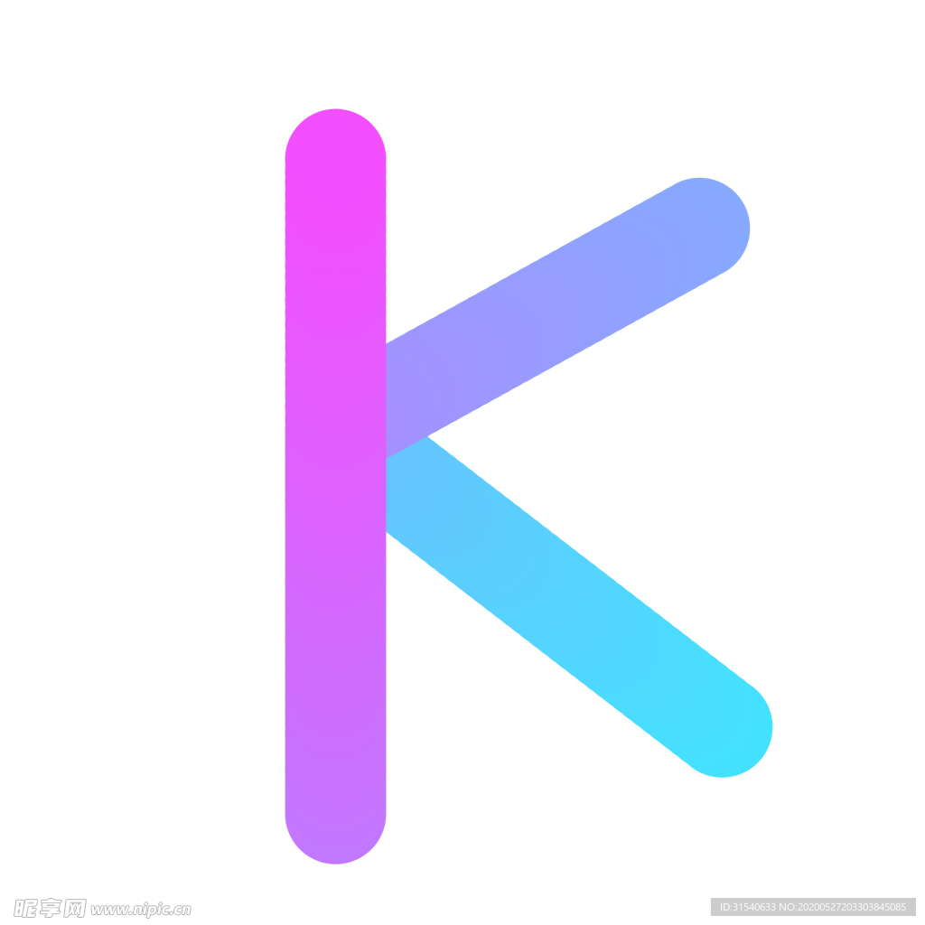 立体渐变字母K设计