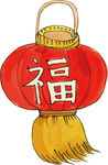 中国风传统古代手绘福字灯笼