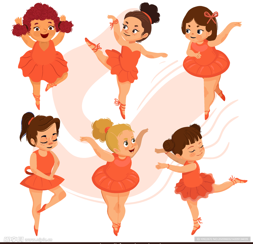 6款卡通 芭蕾舞女孩