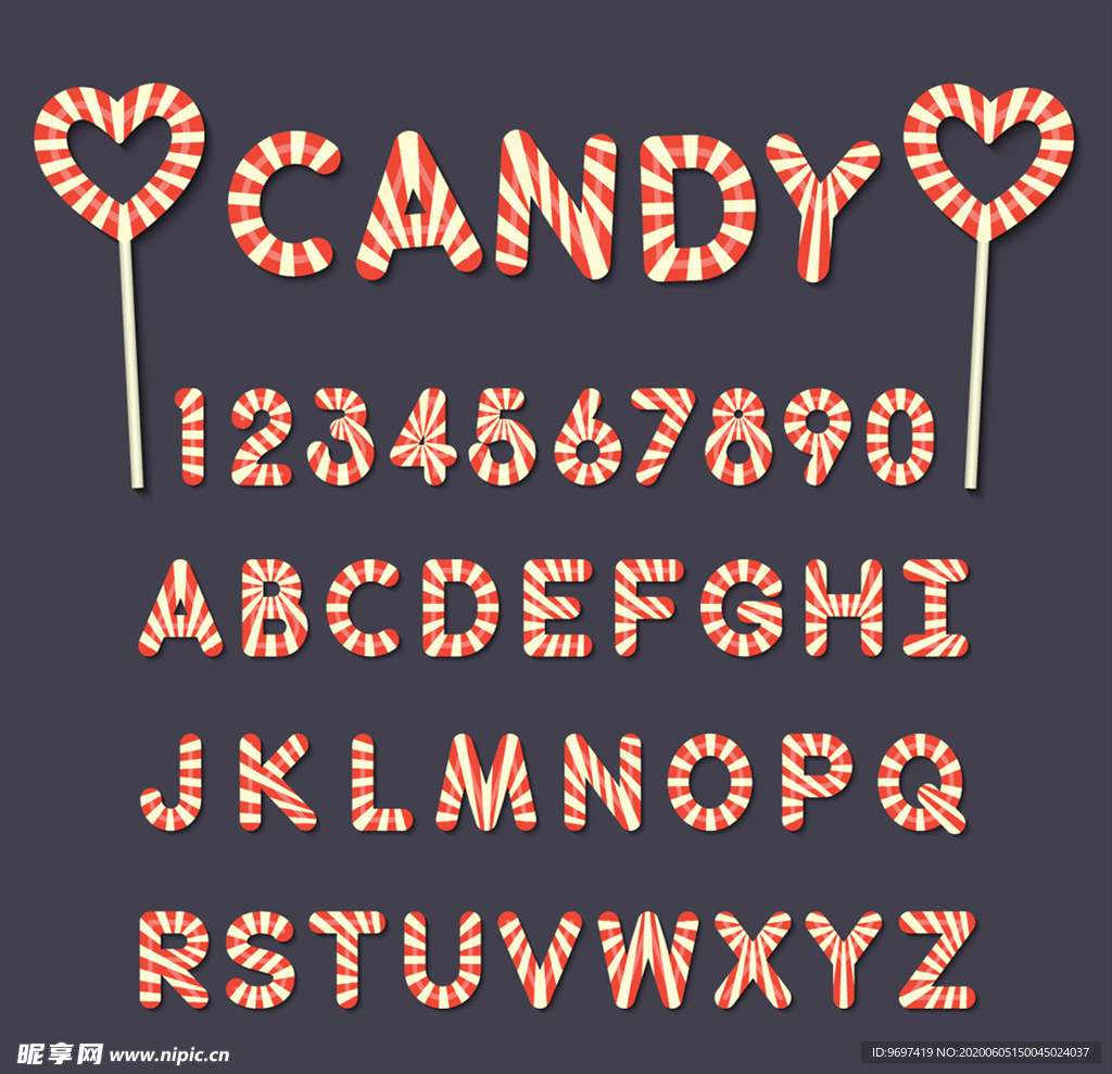糖果大写字母和数字矢量图