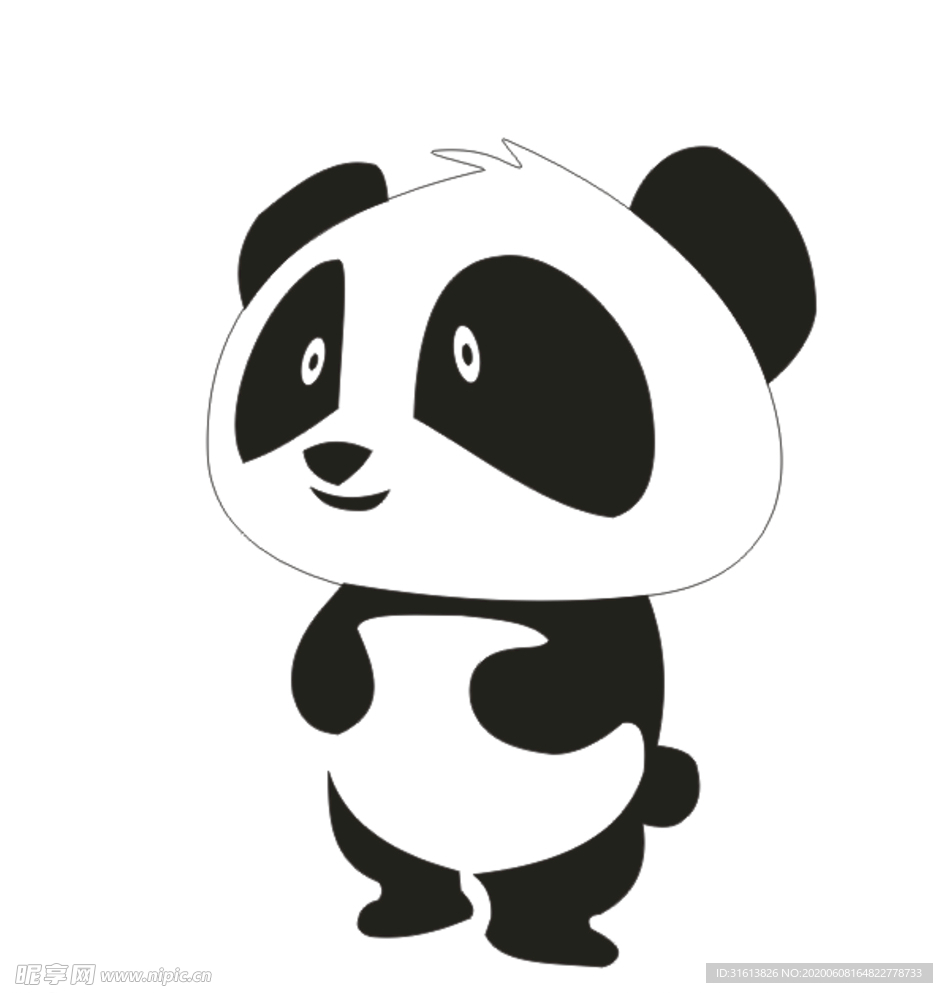 熊貓 黑白 卡通