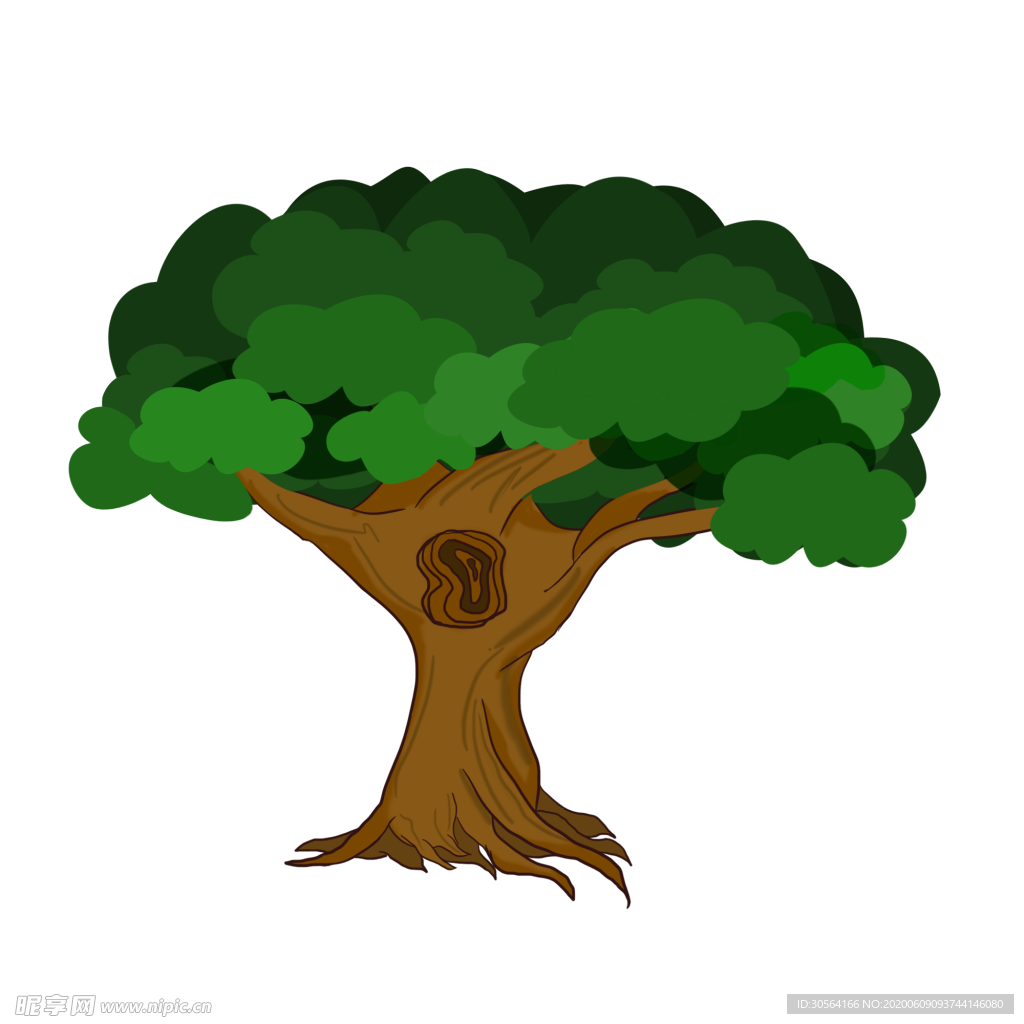 树木大树插画卡通清新海报素材
