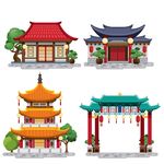 中国传统风格建筑插画