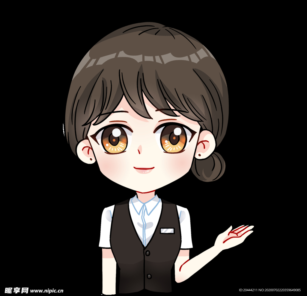 Q版銀行女員工服務員大堂經理