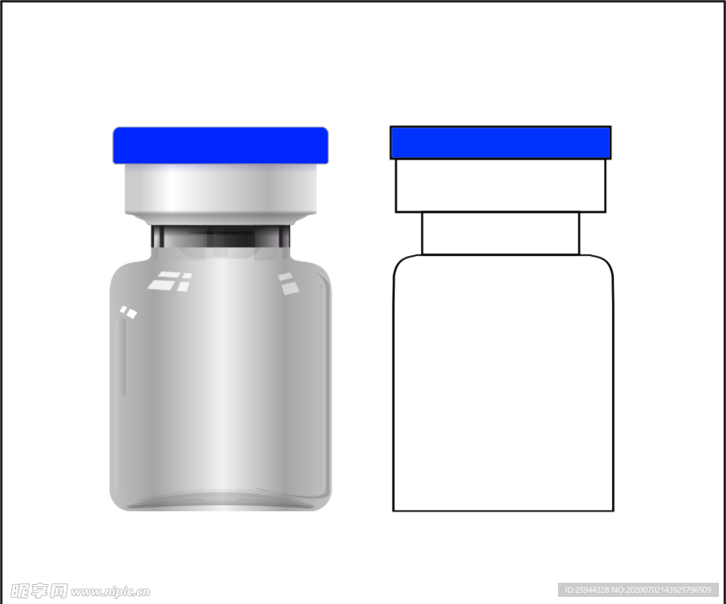 5毫升冻干粉瓶子矢量图