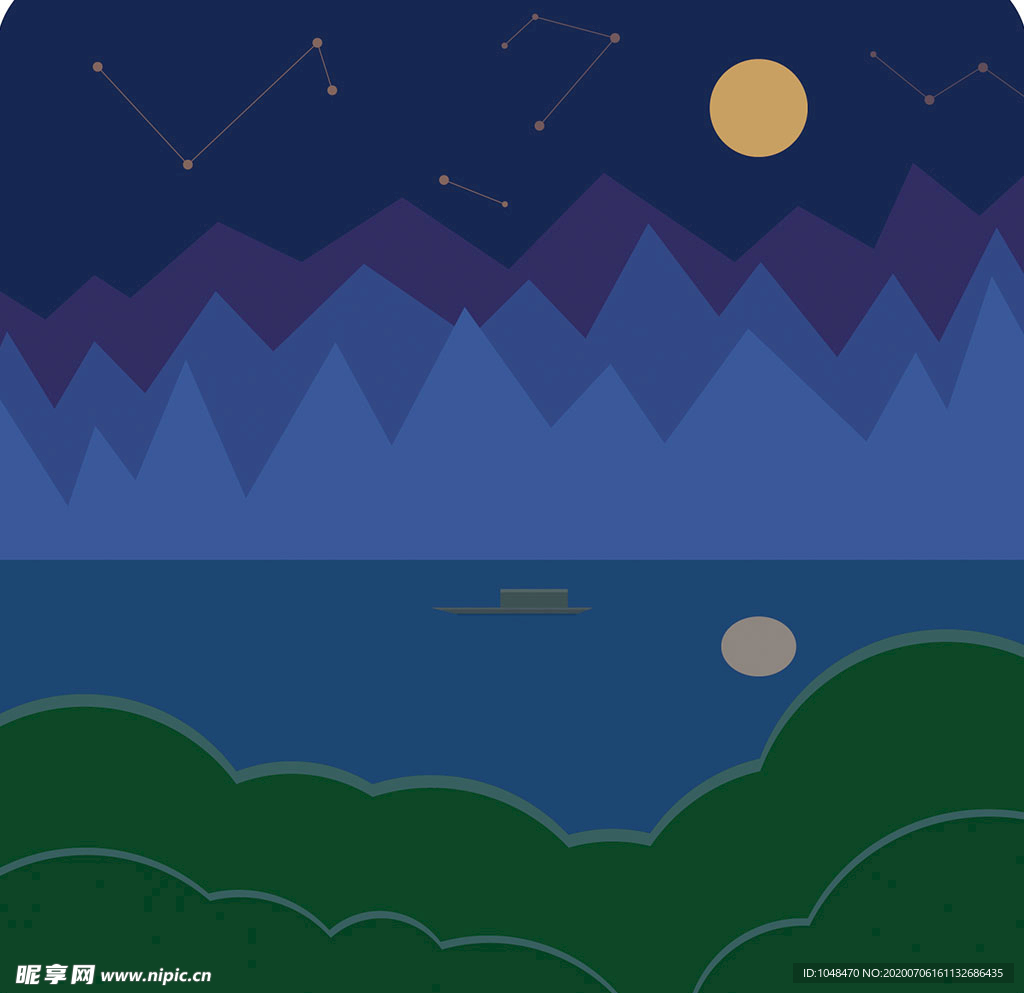 山湖月夜