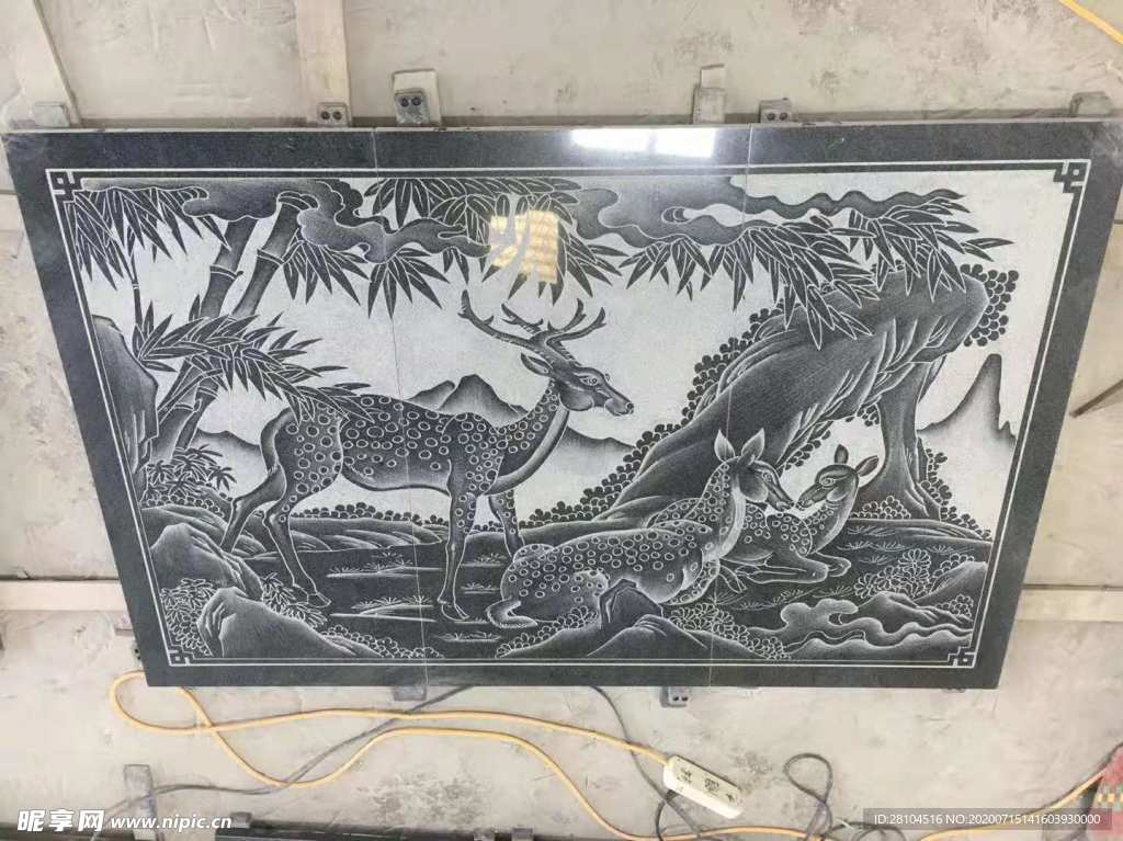 鹿竹線雕影雕