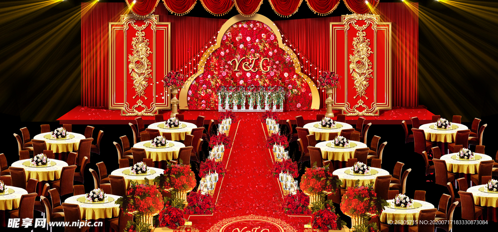 红色主题婚礼会场