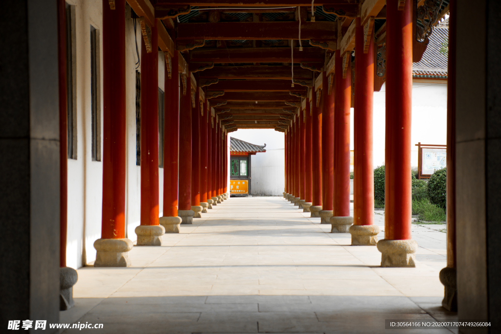 走廊過道國風建筑背景素材