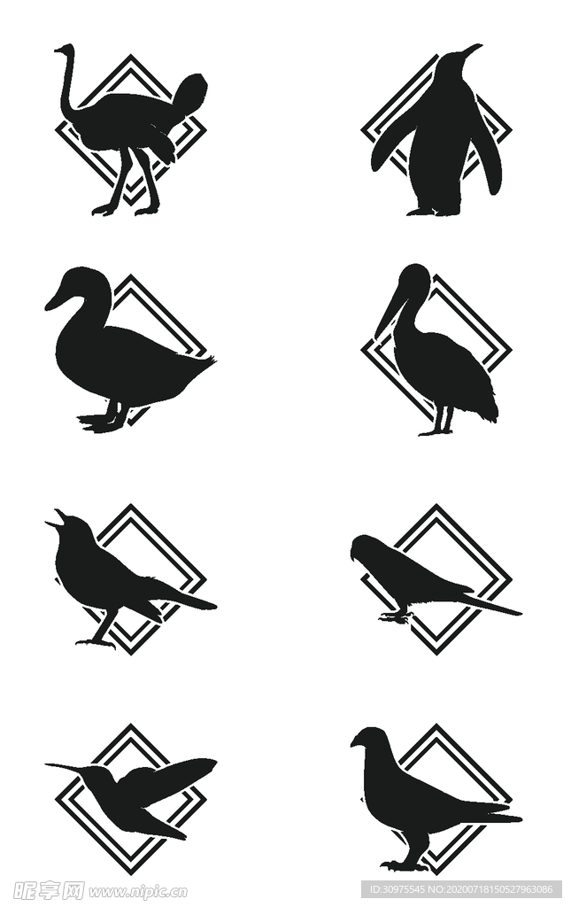 鸟类手绘图标