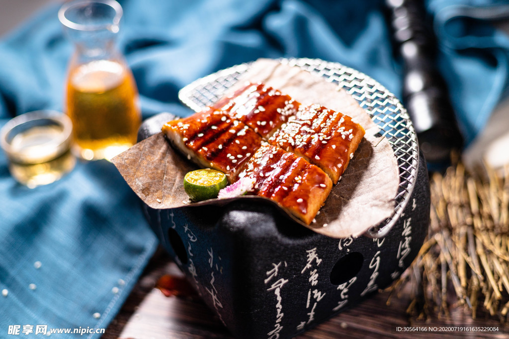 鳗鱼饭日式美食食材背景素材