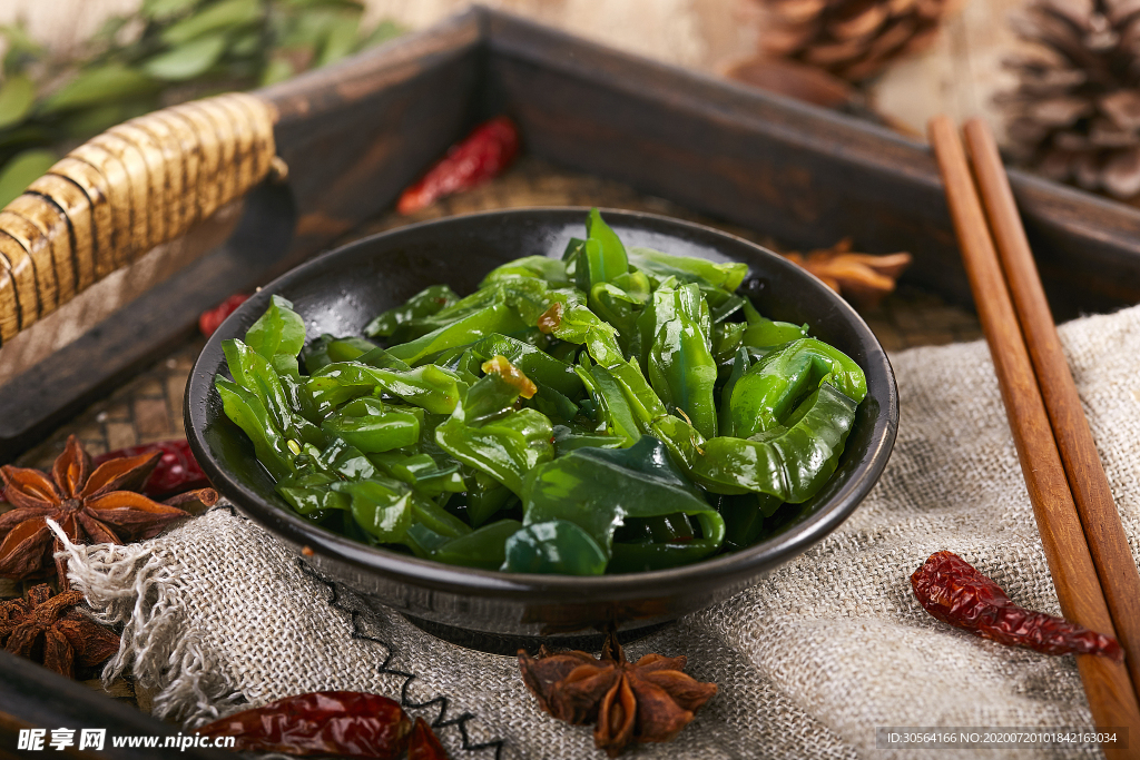 涼菜海帶絲美食食材背景素材
