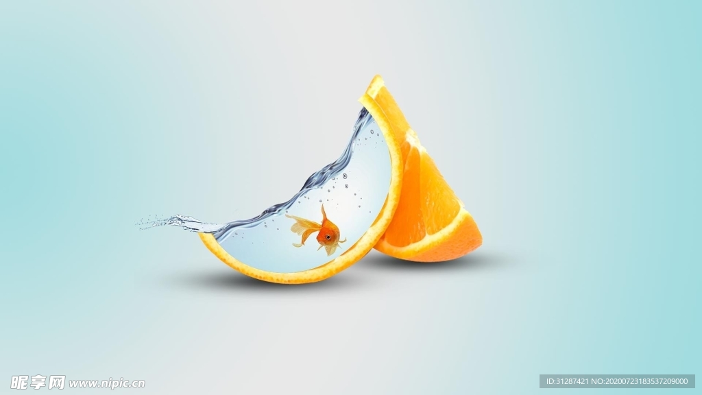 创意橘子橙子养鱼