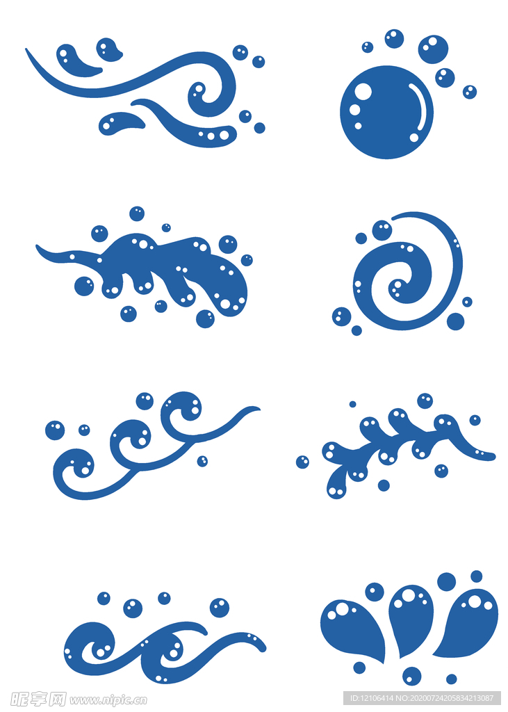 蓝色水花图案设计元素