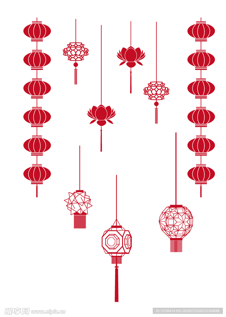 平安灯笼结装饰春节新年边框