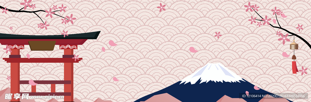 日本和风粉色海报背景