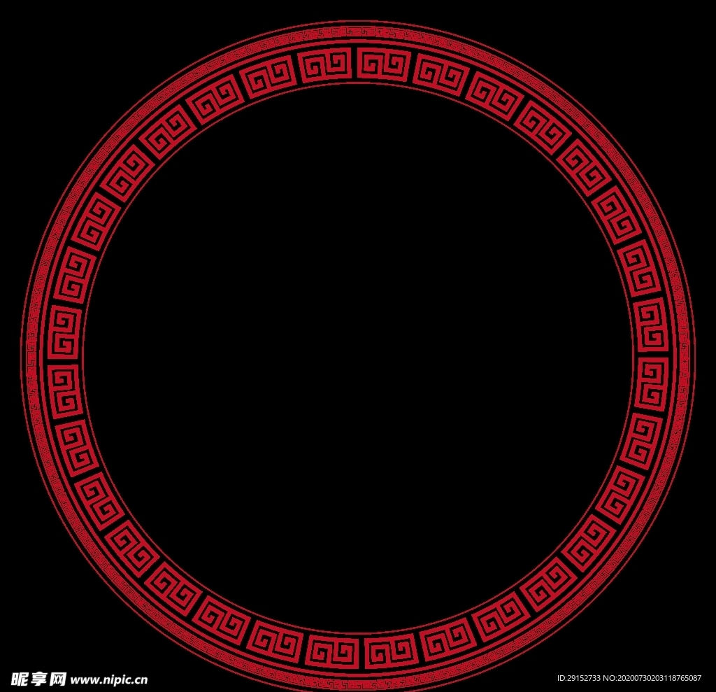 中式回纹圆框