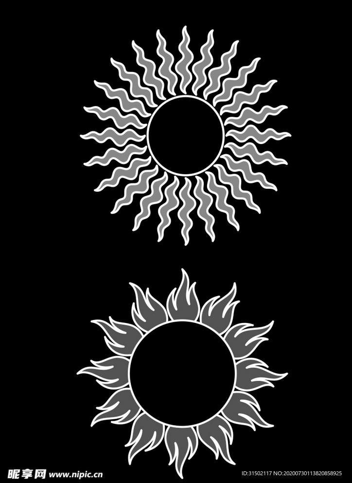 中國傳統元素線型太陽