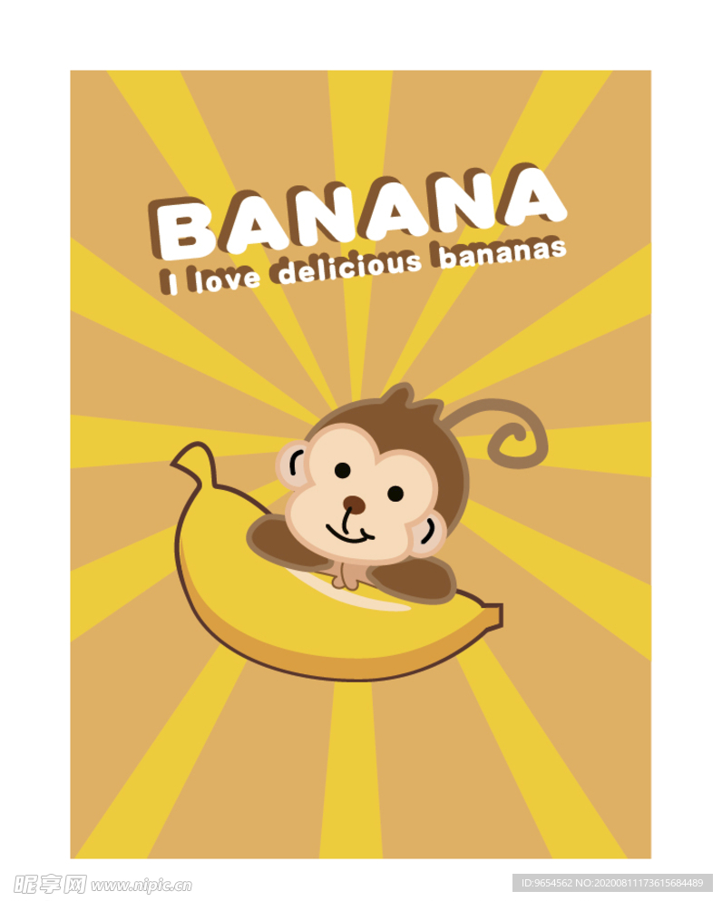 卡通猴子和香蕉