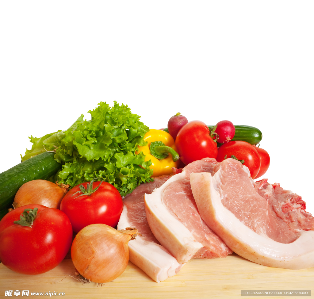新鲜猪肉与蔬菜