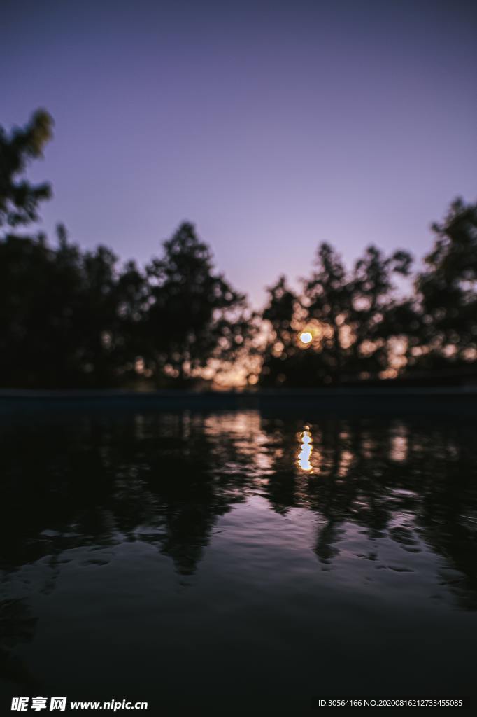 湖面自然生態夜晚背景素材