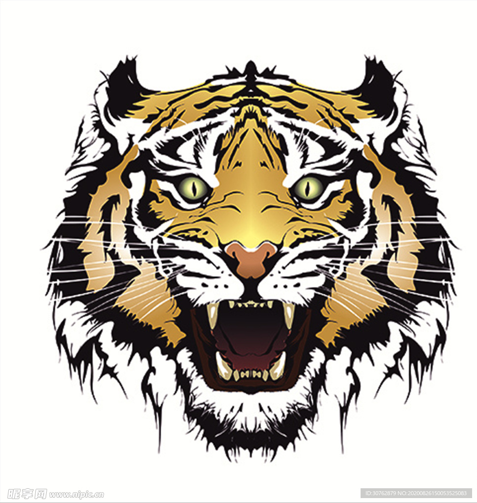 老虎动物图案剪影混合图标UI标