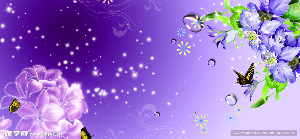 紫罗兰水晶牡丹蝴蝶