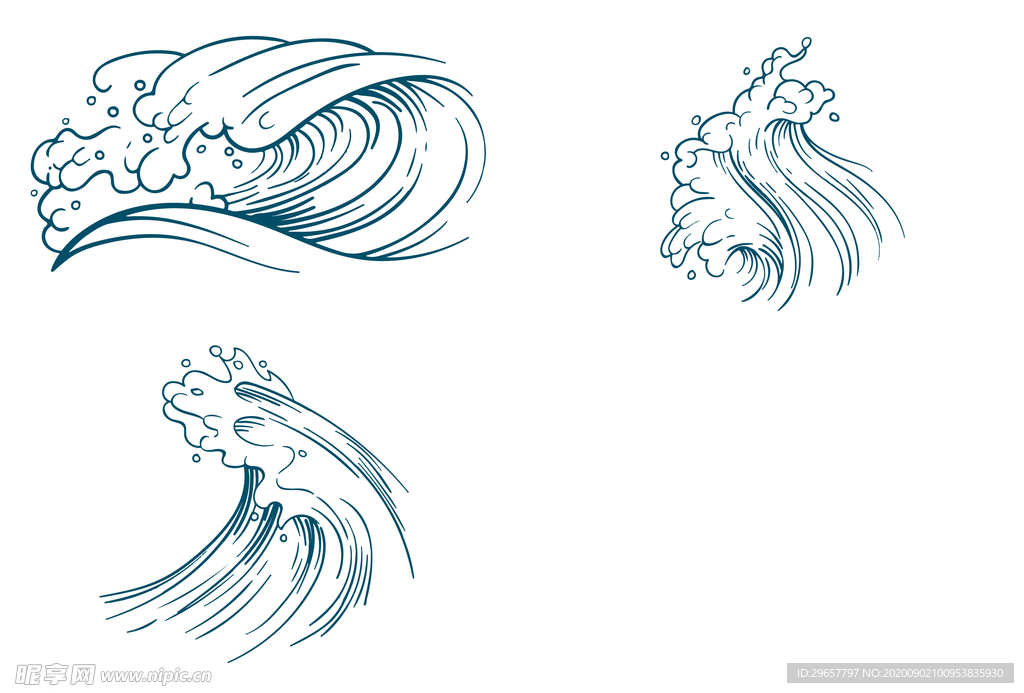 矢量波浪海浪元素素材