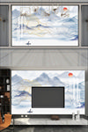 新中式抽象水墨山水线条背景墙