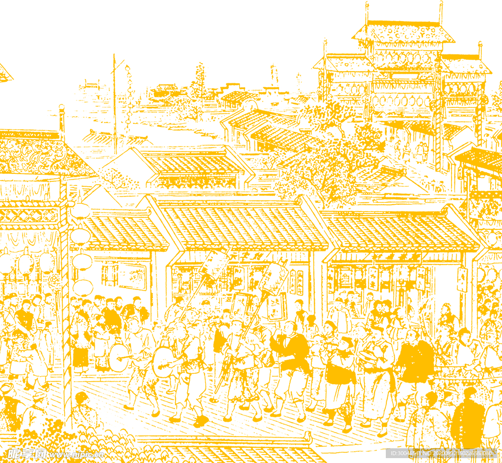 線稿 古代 街道