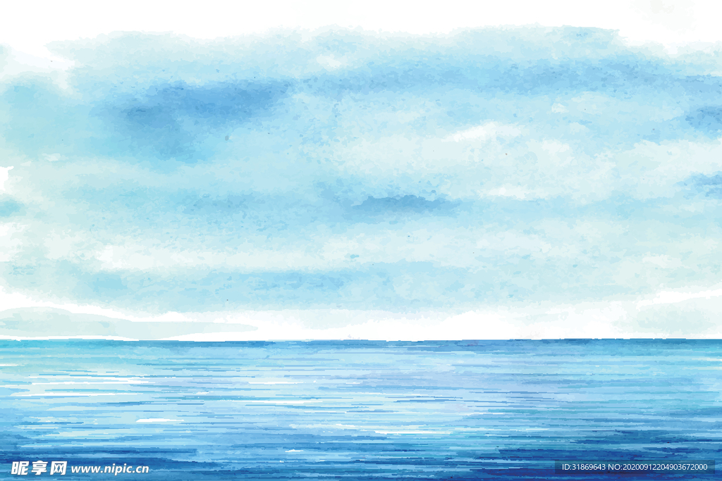 海 蓝天 手绘图片