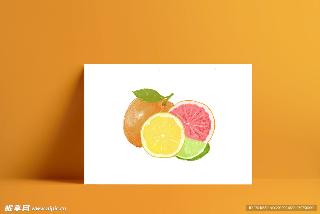 橘子西柚柠檬水果插画素材