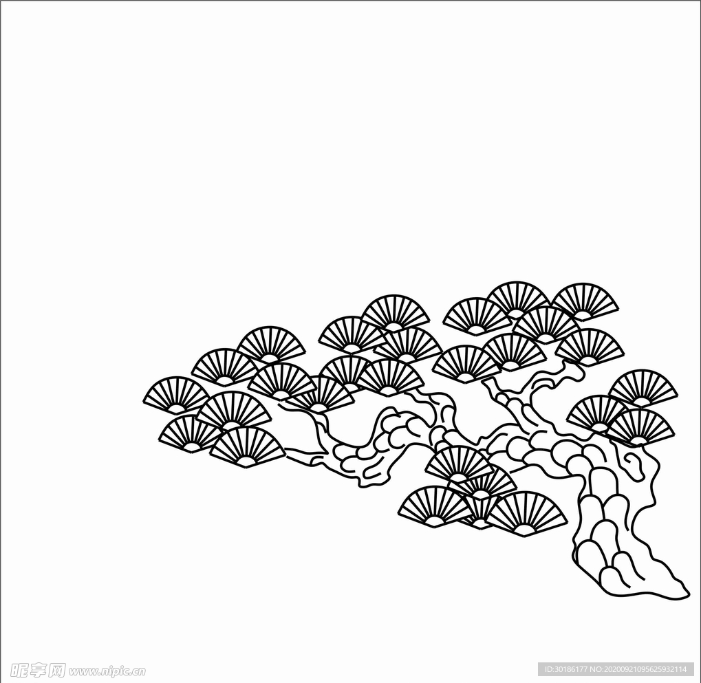 白描松樹
