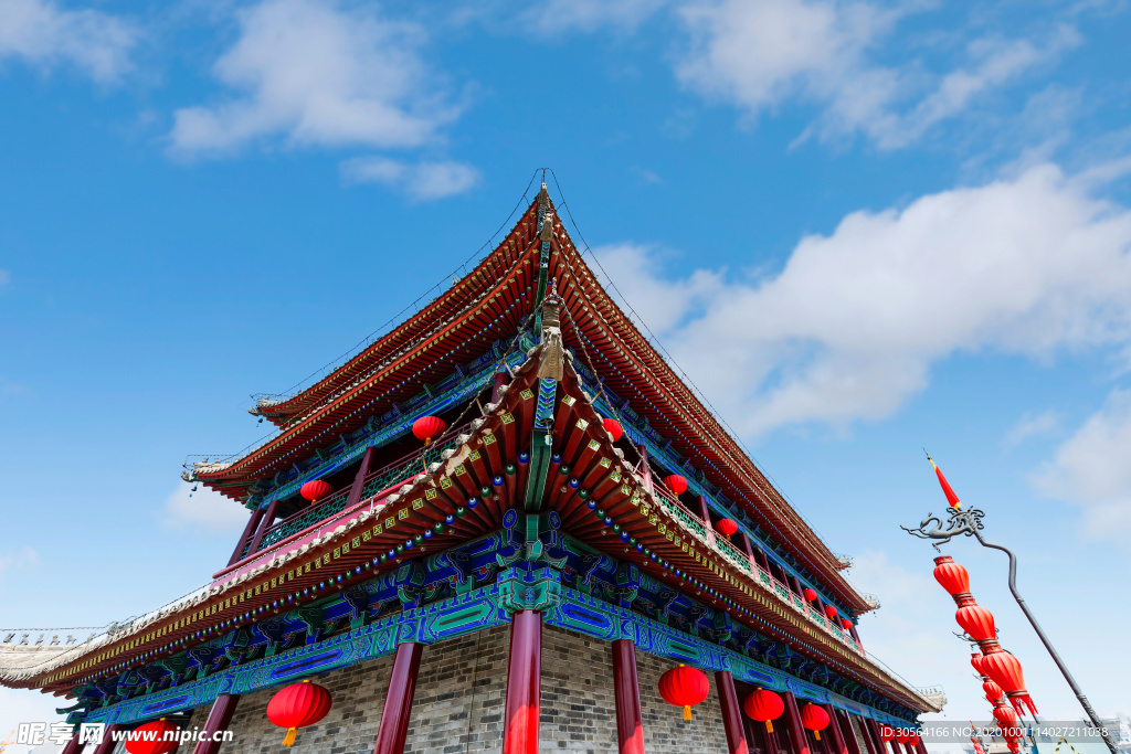 高塔寺廟建筑景點背景海報素材