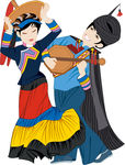 彝族歌舞手绘图