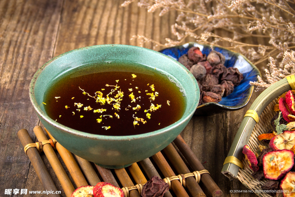 山楂桂花養(yǎng)生背景海報素材