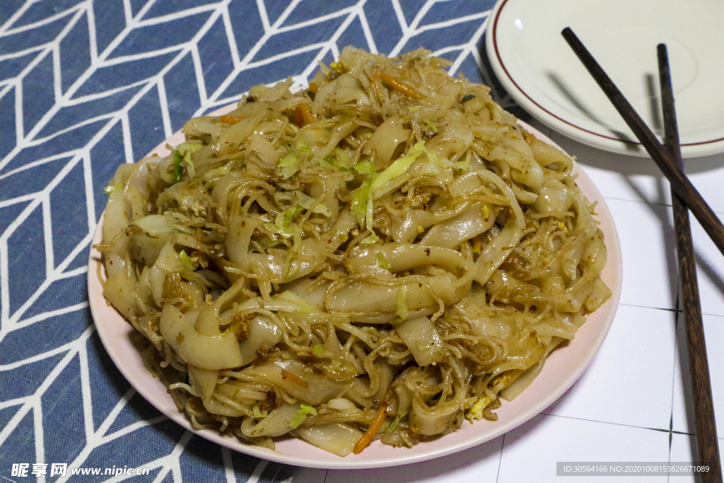 炒河粉美食食材背景海報素材