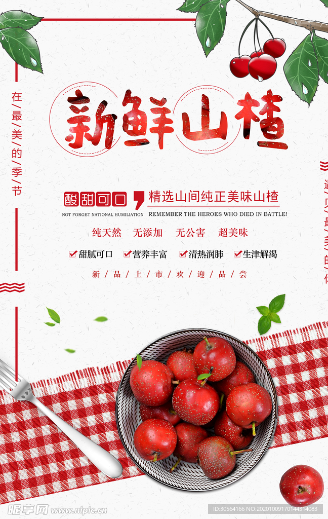 新鲜山楂零食果实宣传海报素材