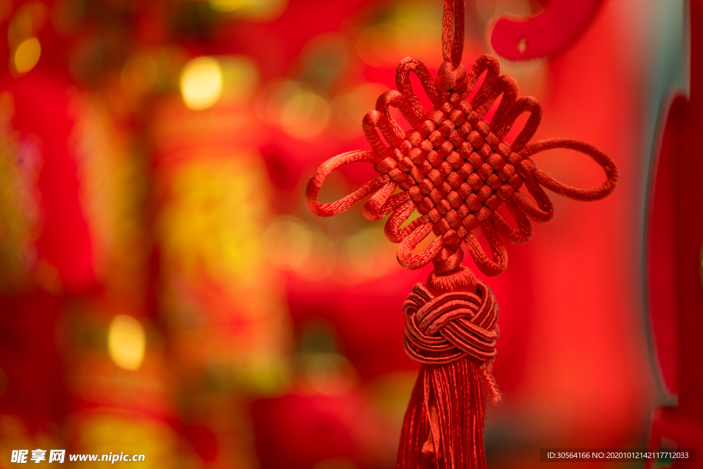 新年紅色中國結復古背景海報素材