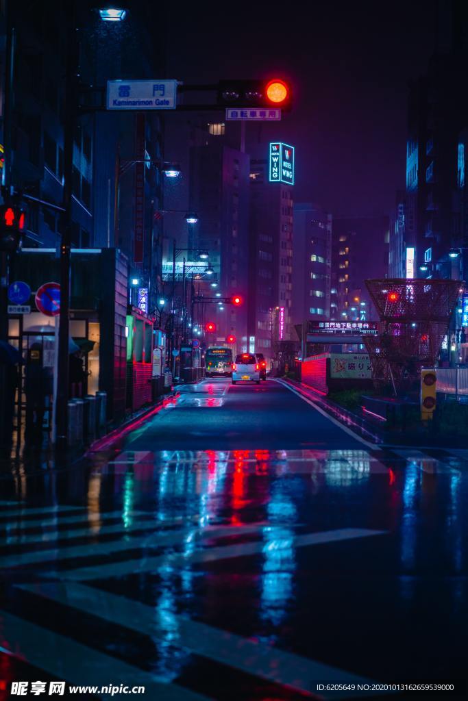 賽博朋克霓虹燈街景