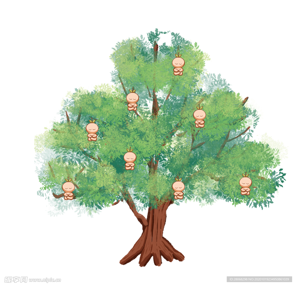 卡通手绘果树元素