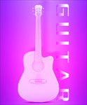 炫彩紫色质感吉他建模及张贴海报