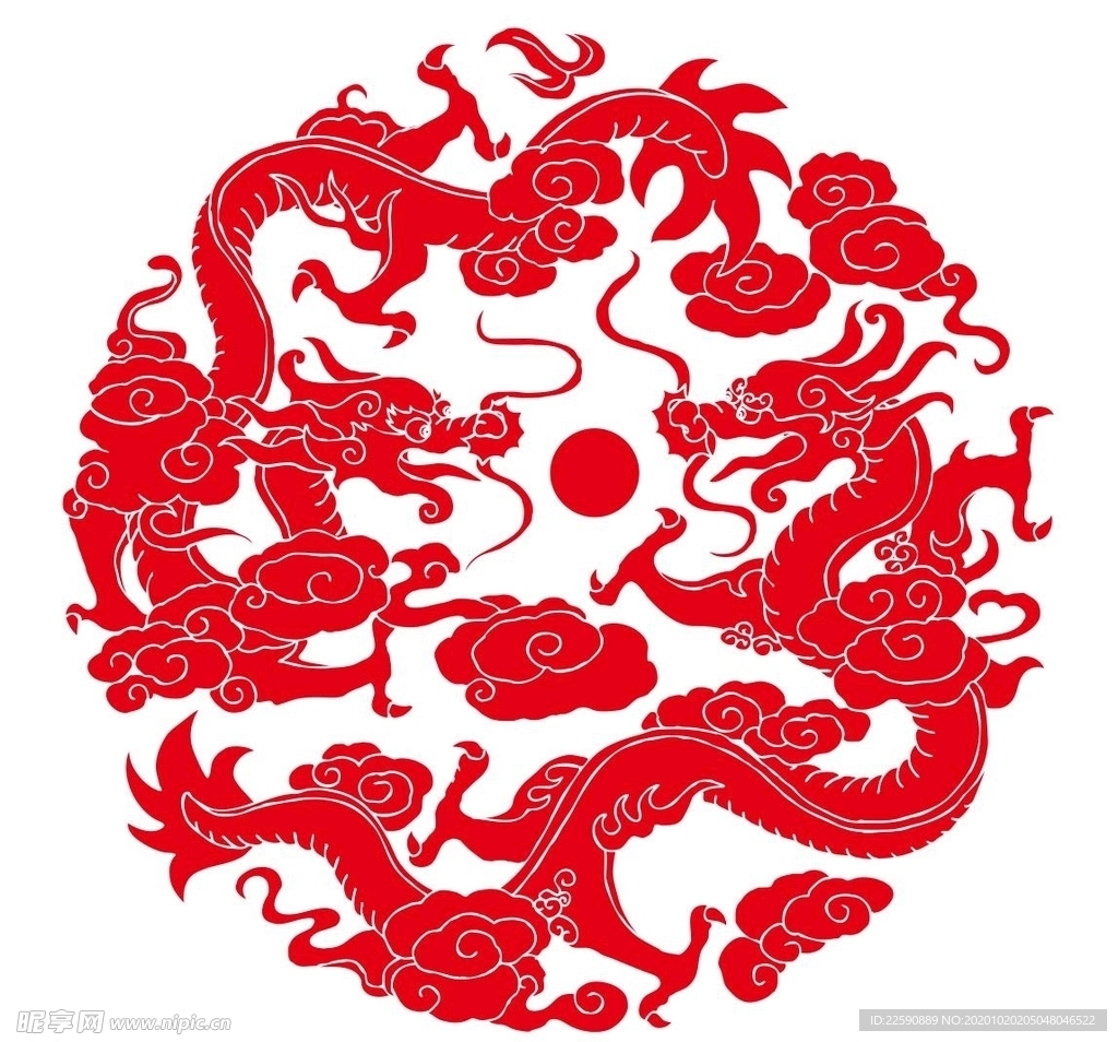 中国传统双龙戏珠图案