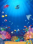 可爱海底世界广告背景