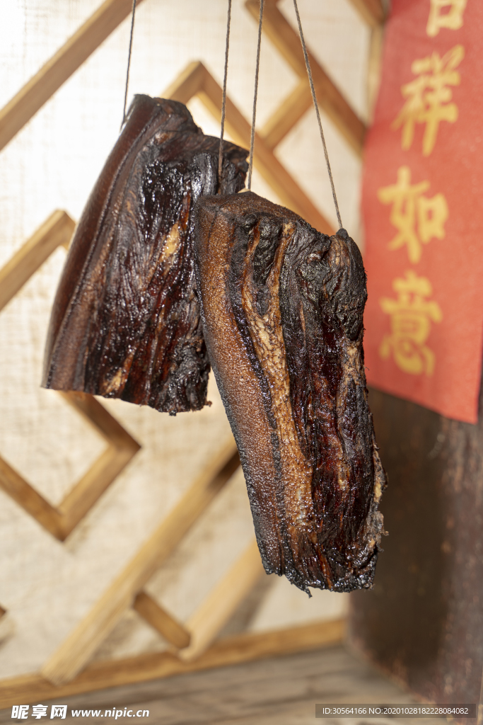 臘肉美食食材背景海報素材
