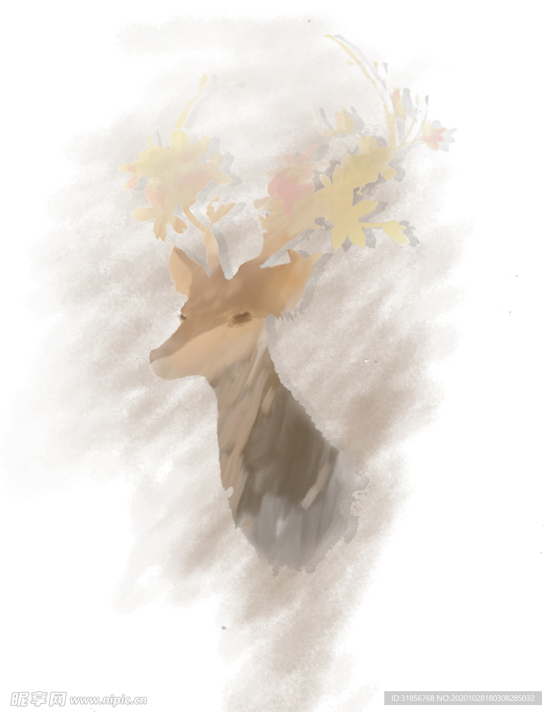手绘抽象鹿